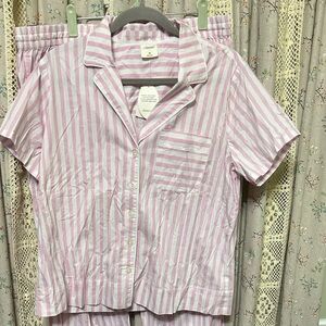Soma Cool Cotton Stretch Pink Stripe Pajama Top Medium NWT